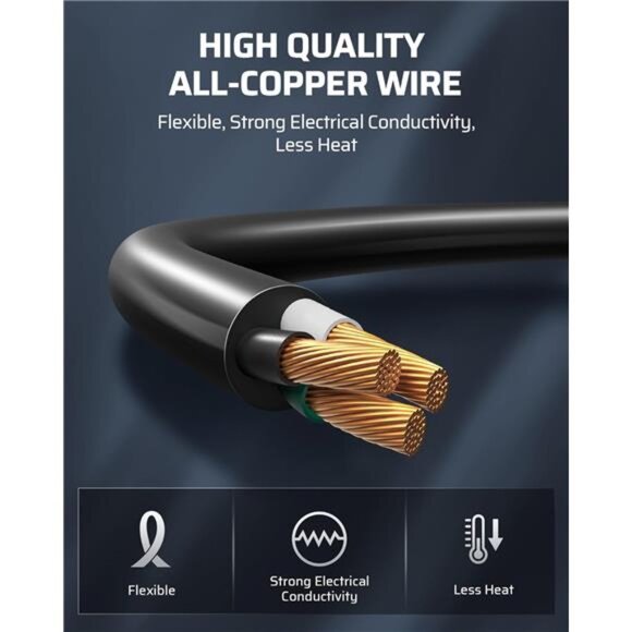 Extension Cord 3ft, 14/3 SJTW Weatherproof Power Cable for Indoor Outdoor Use - Picture 5 of 7